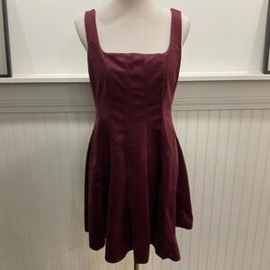 Sam Edelman Plum Velvet Fit & Flare Dress Size 8 Square Neck